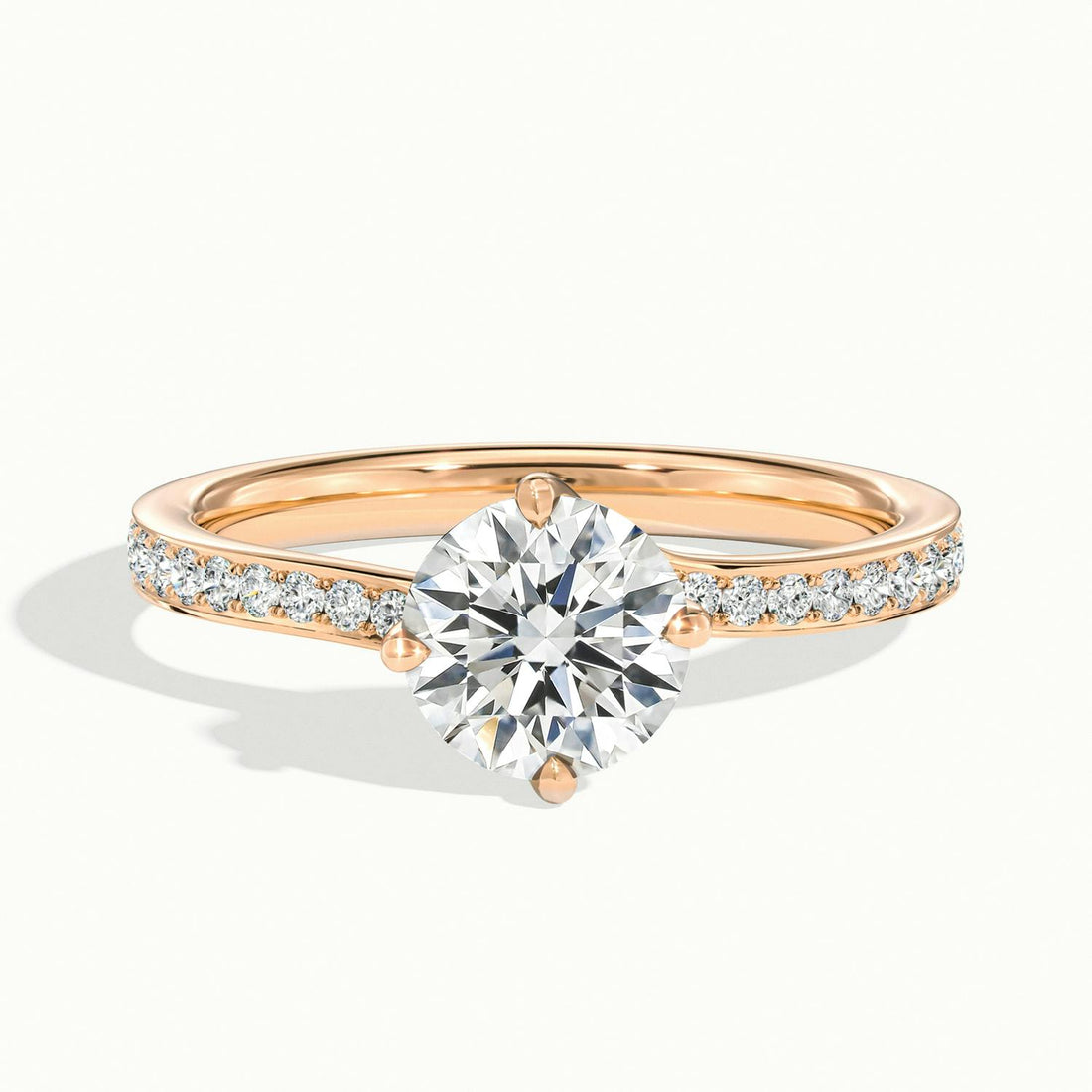Delphine Round Solitaire Pavé Engagement Ring