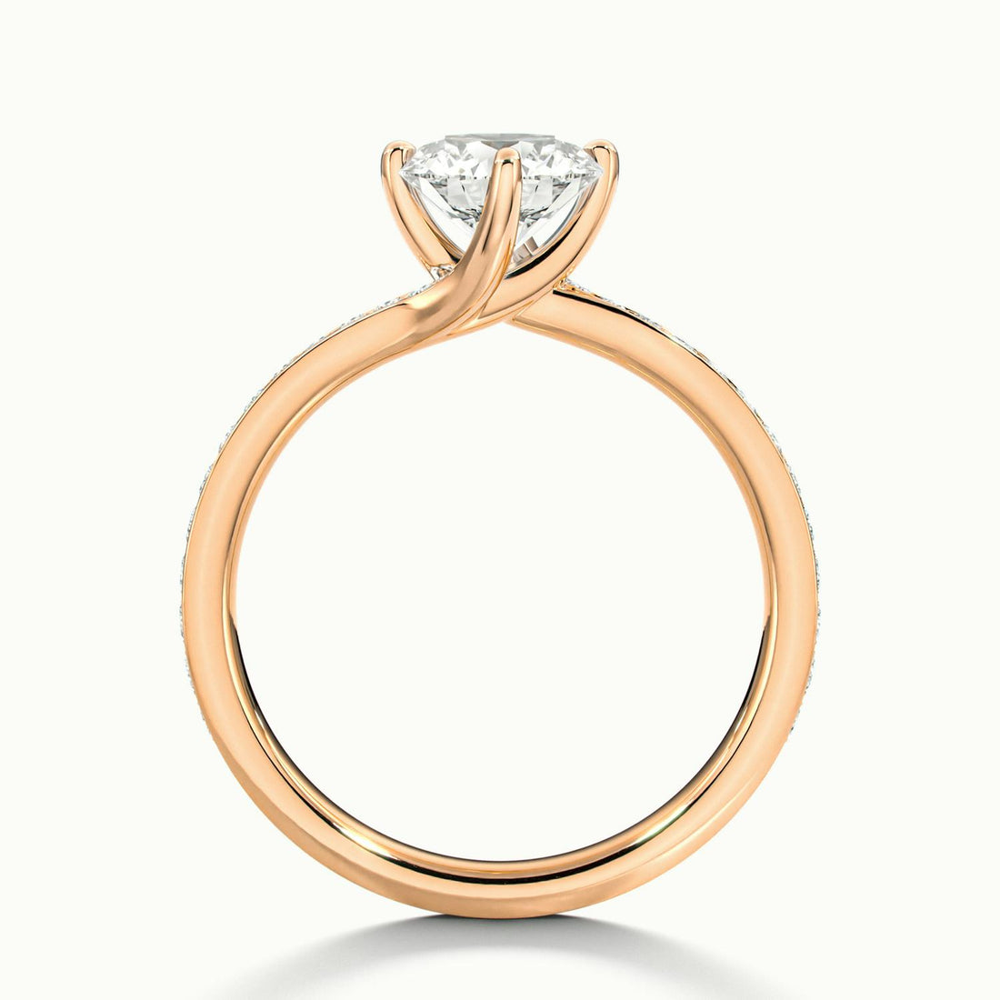 Delphine Round Solitaire Pavé Engagement Ring