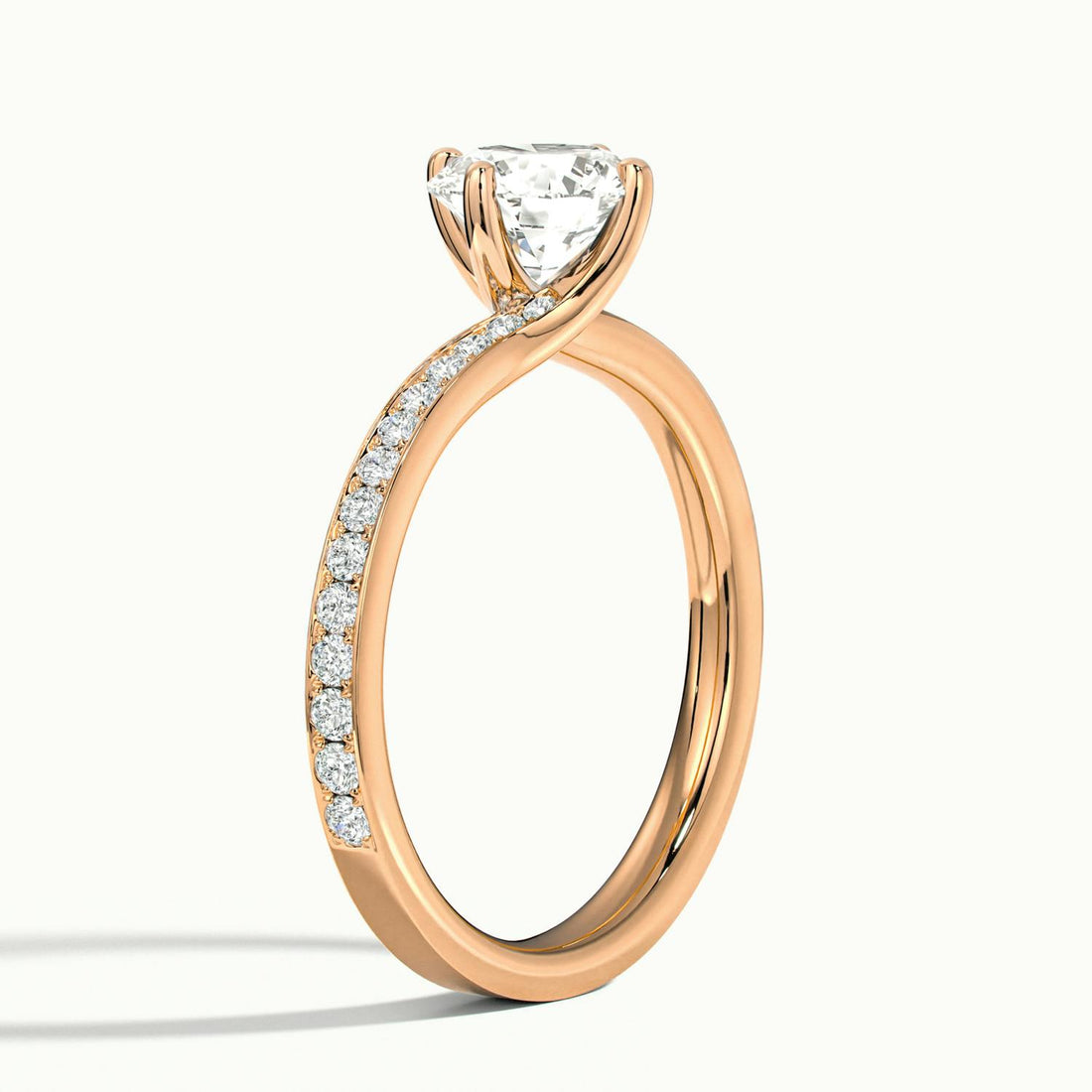 Delphine Round Solitaire Pavé Engagement Ring