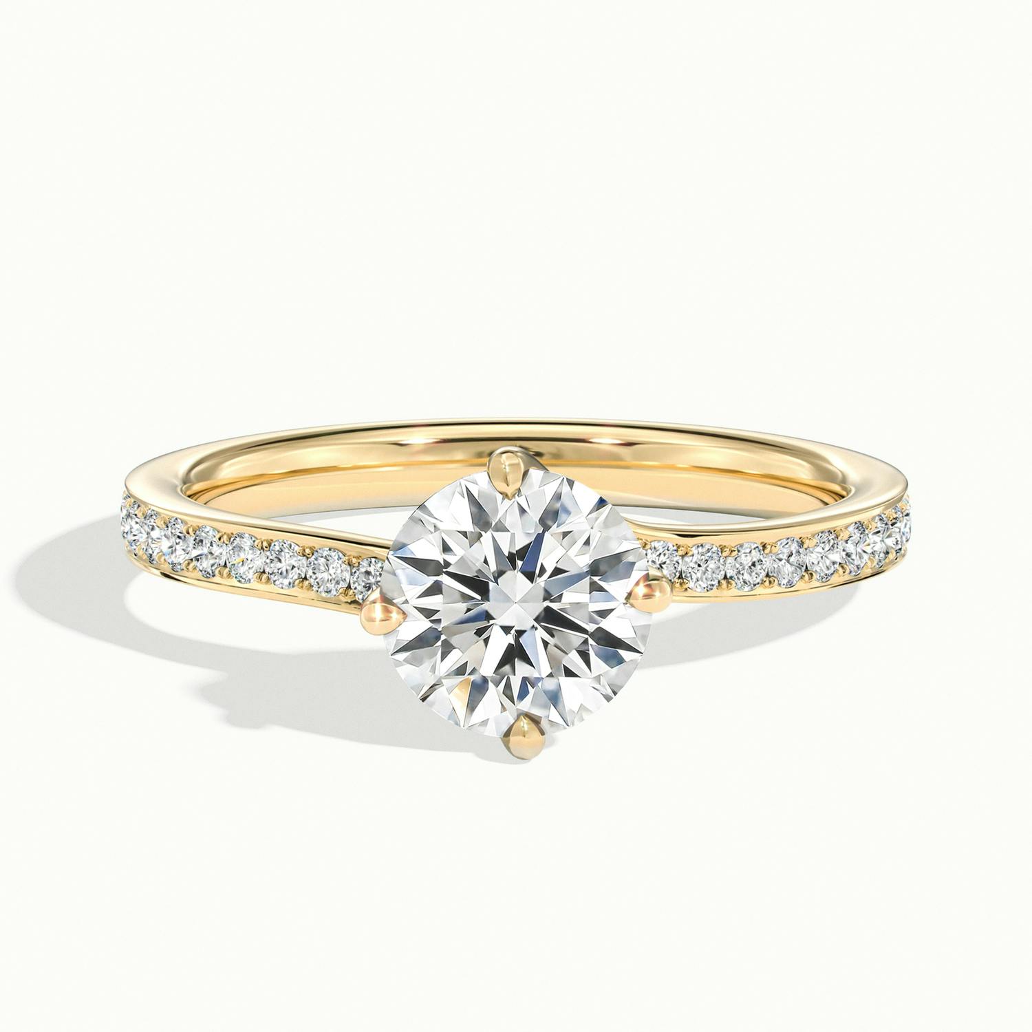 Delphine Round Solitaire Pavé Engagement Ring