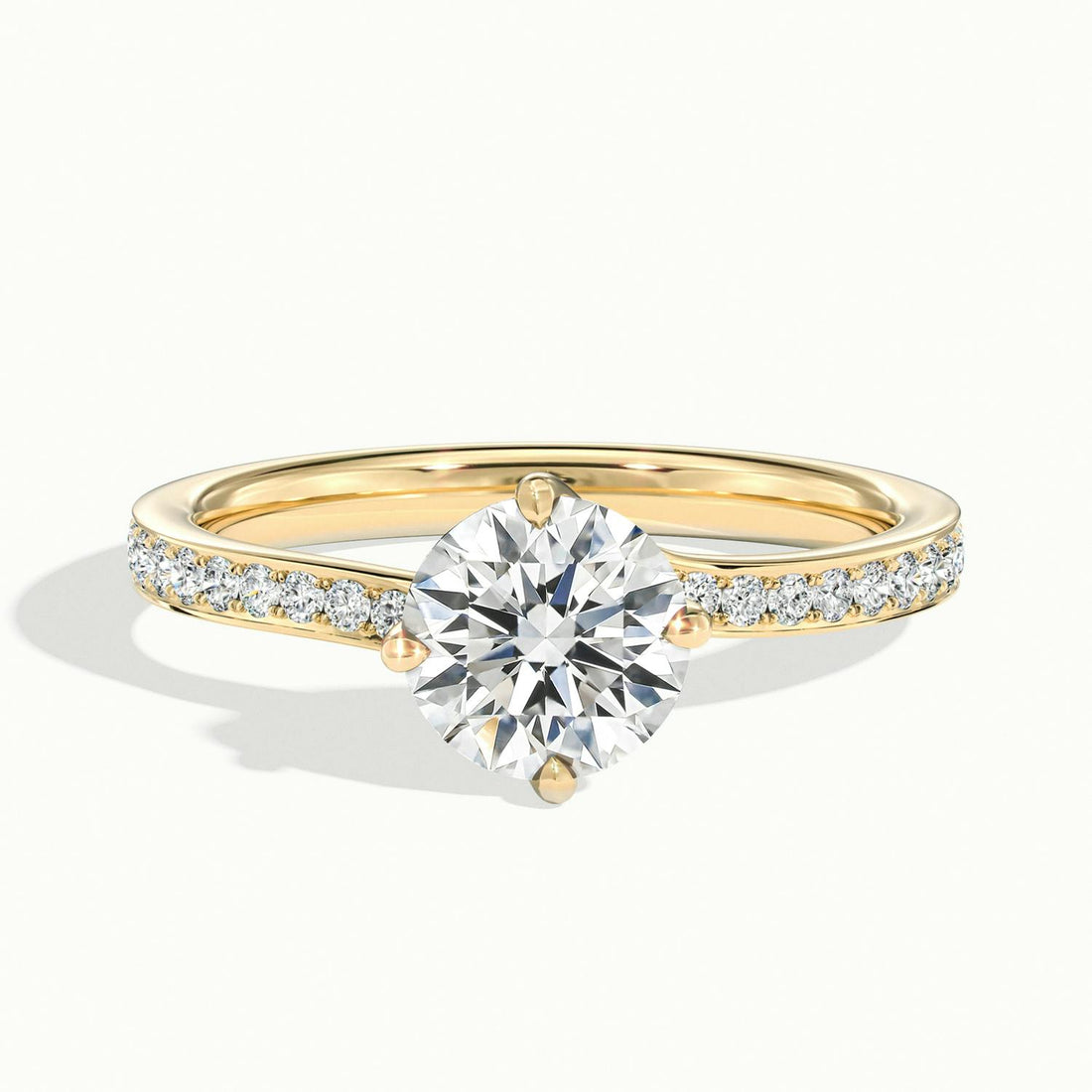 Delphine Round Solitaire Pavé Engagement Ring