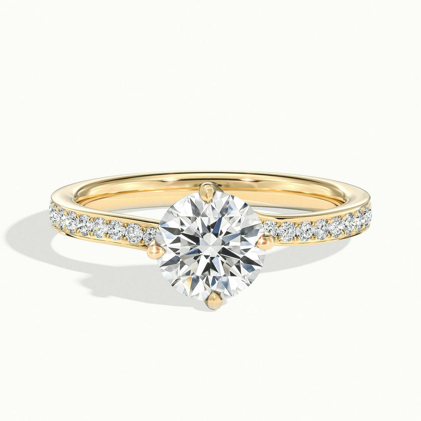 Delphine Round Solitaire Pavé Engagement Ring