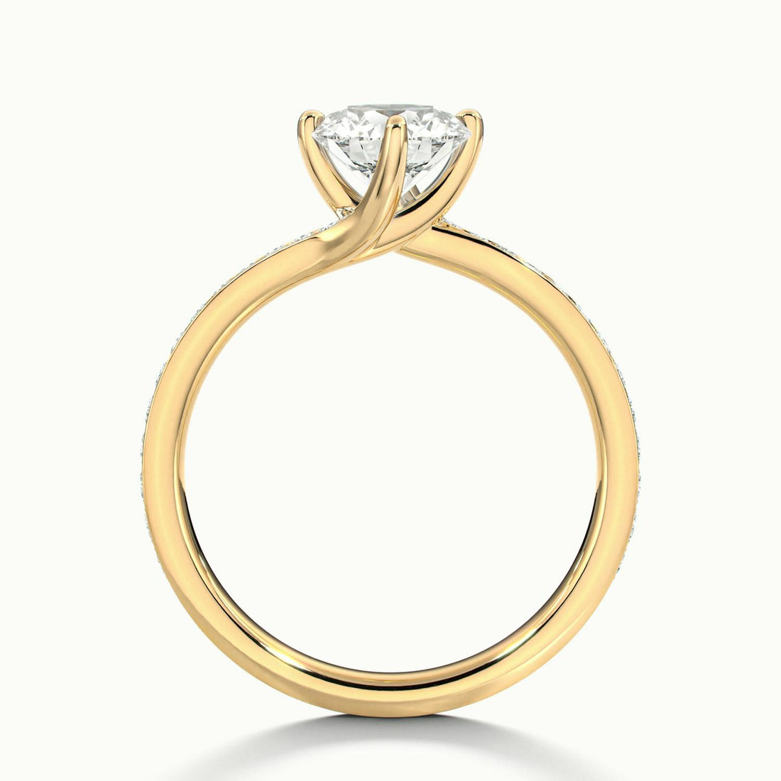Delphine Round Solitaire Pavé Engagement Ring