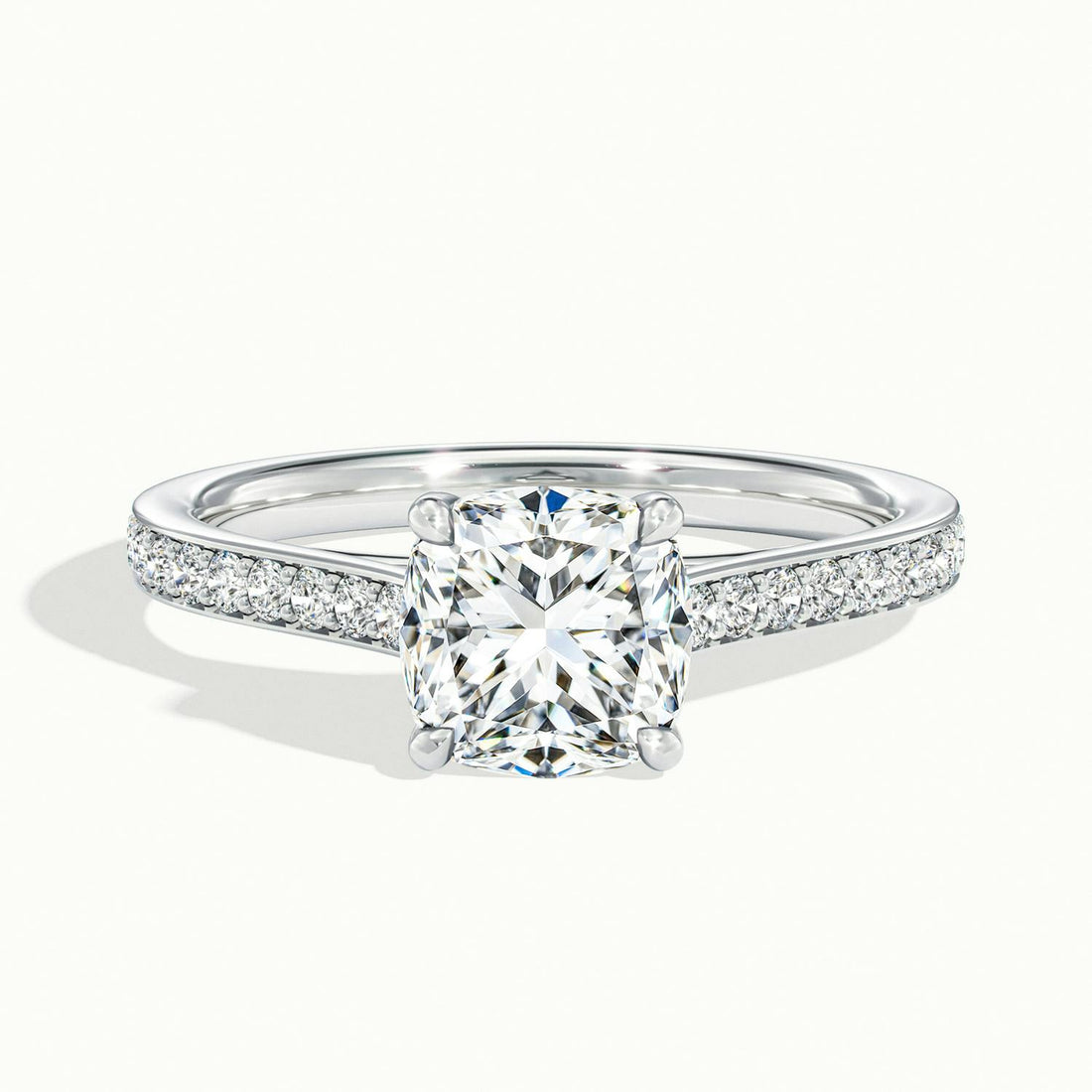 Versailles Cushion Solitaire Pavé Engagement Ring