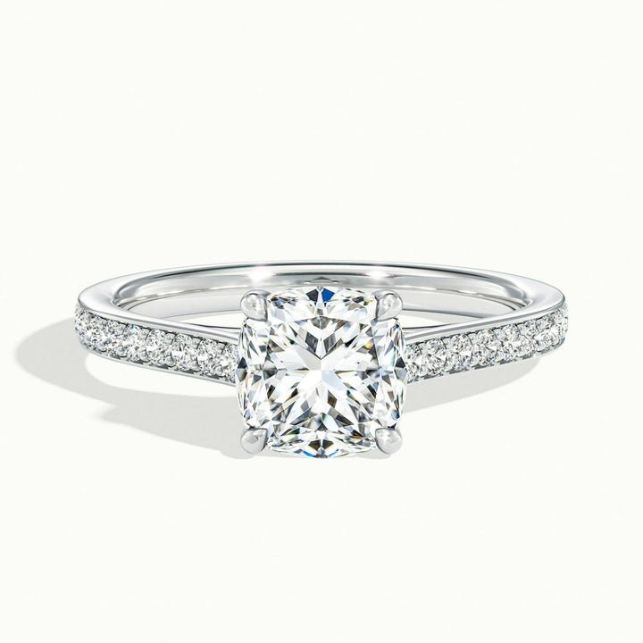 Versailles Cushion Solitaire Pavé Engagement Ring