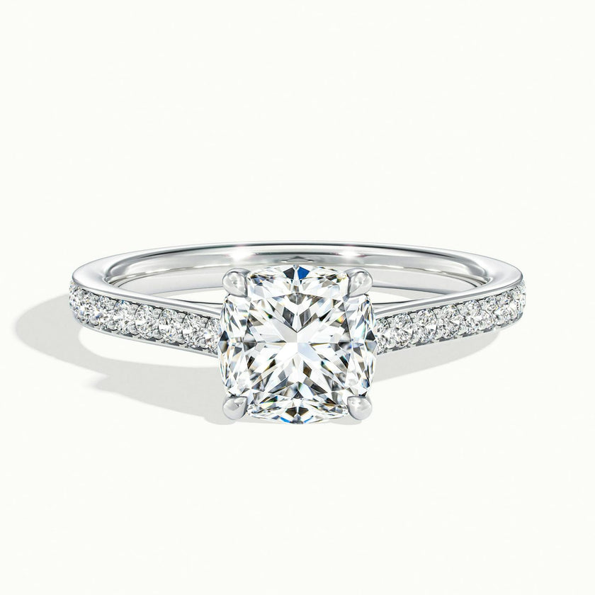Versailles Cushion Solitaire Pavé Engagement Ring
