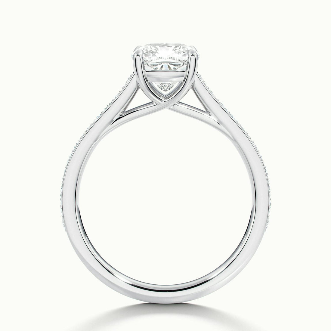 Versailles Cushion Solitaire Pavé Engagement Ring