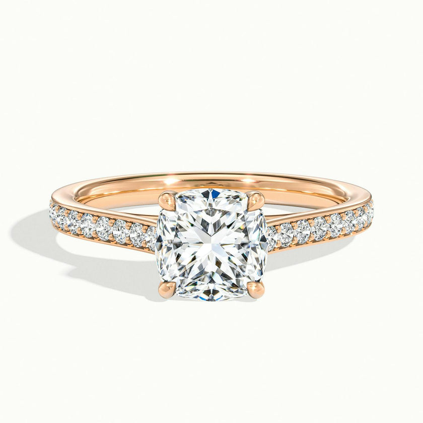 Versailles Cushion Solitaire Pavé Engagement Ring