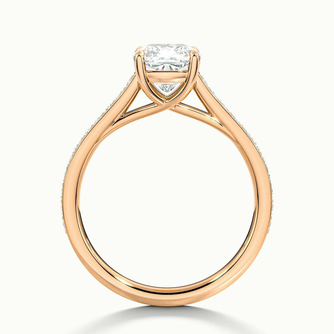 Versailles Cushion Solitaire Pavé Engagement Ring