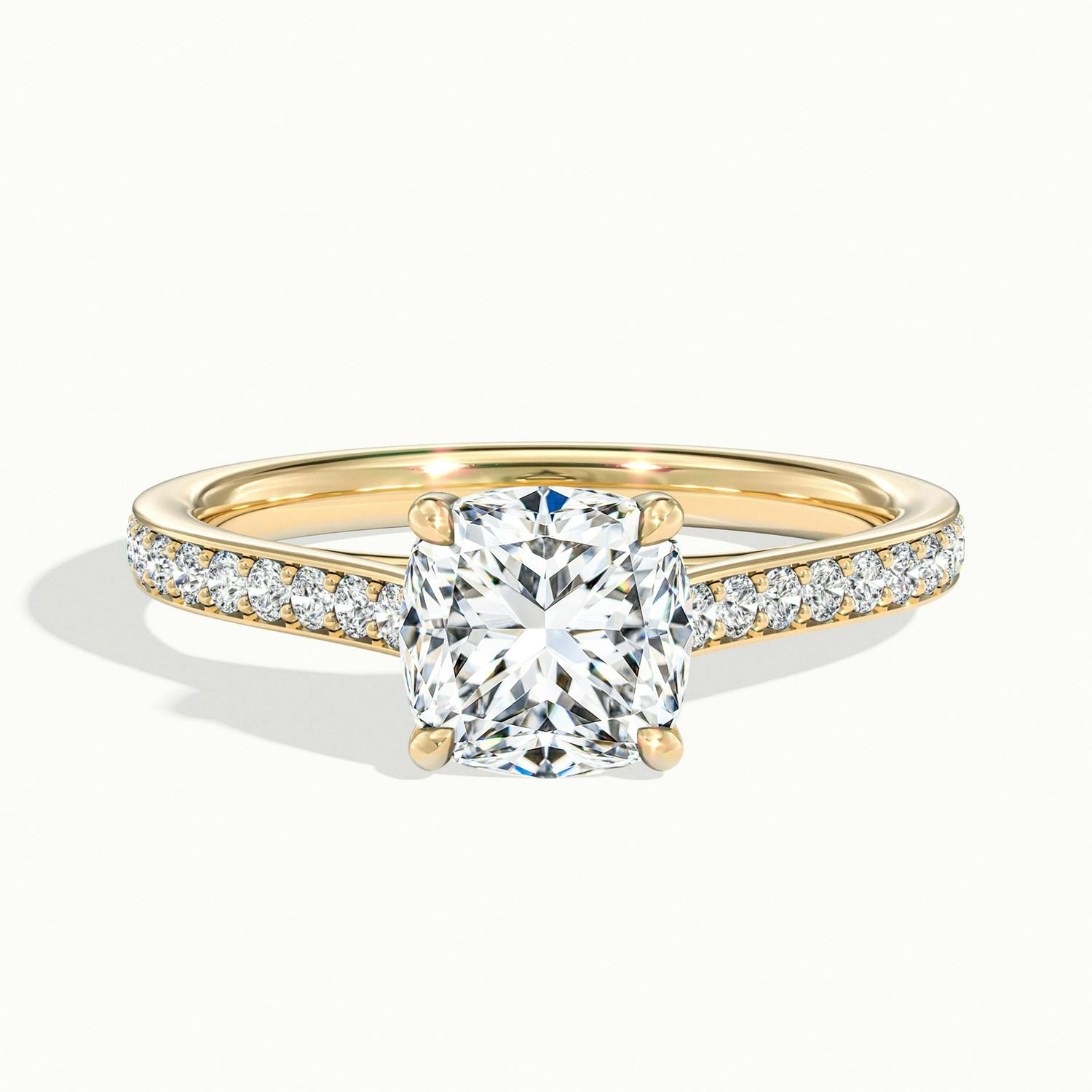 Versailles Cushion Solitaire Pavé Engagement Ring