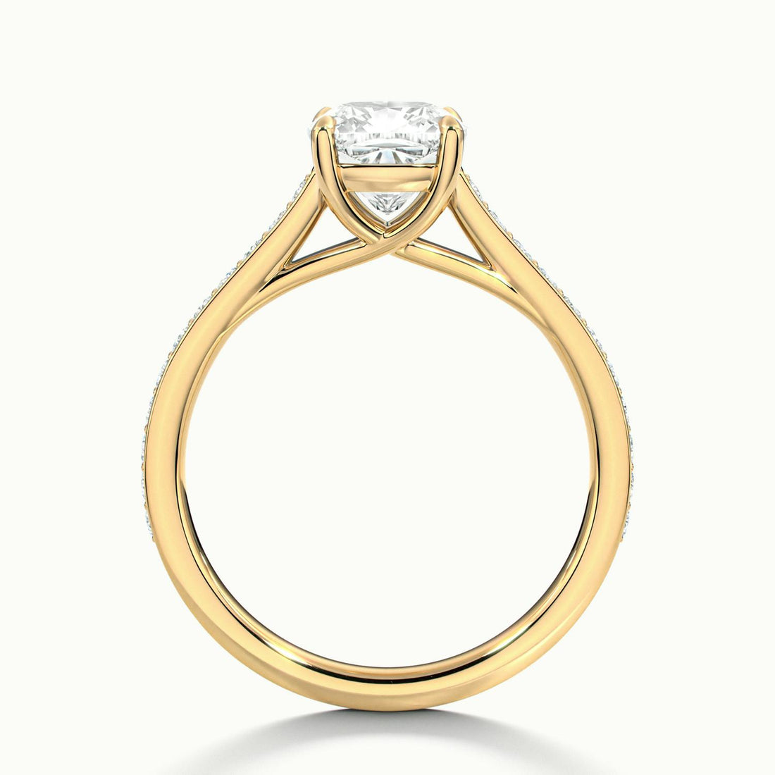 Versailles Cushion Solitaire Pavé Engagement Ring