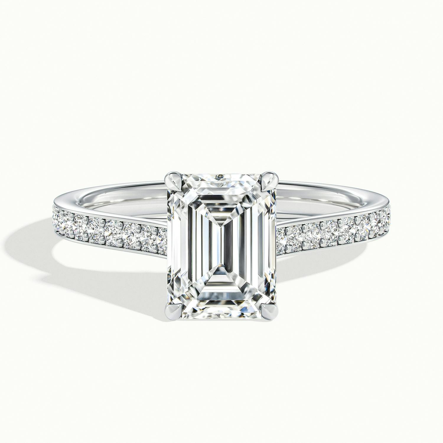 Versailles Emerald Solitaire Pavé Engagement Ring