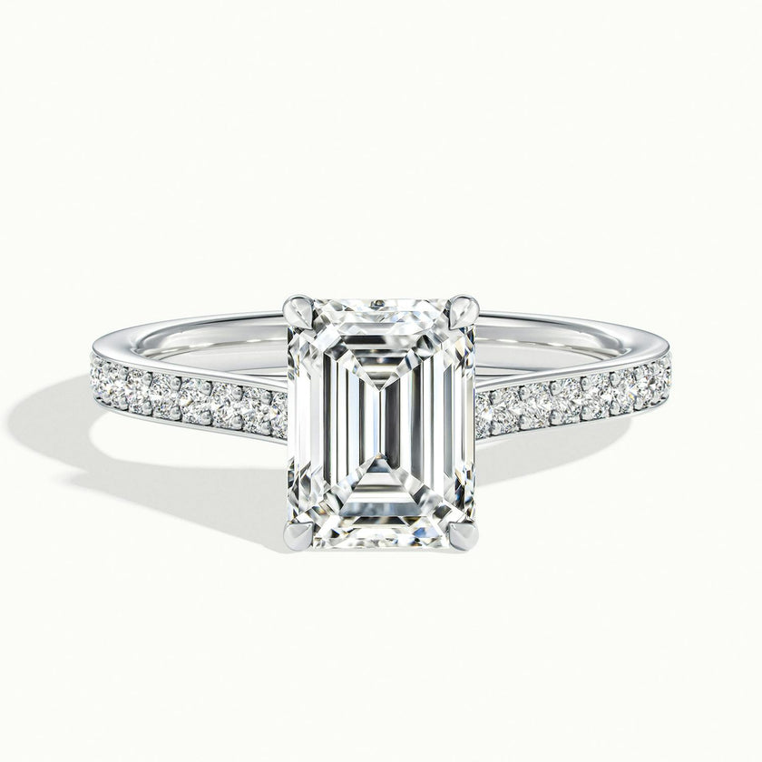 Versailles Emerald Solitaire Pavé Engagement Ring