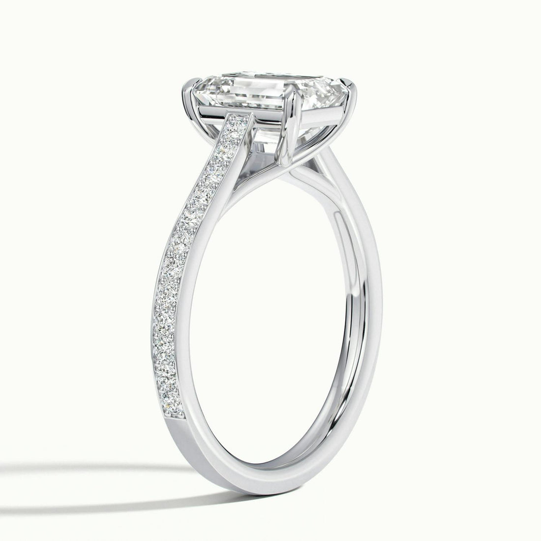 Versailles Emerald Solitaire Pavé Engagement Ring