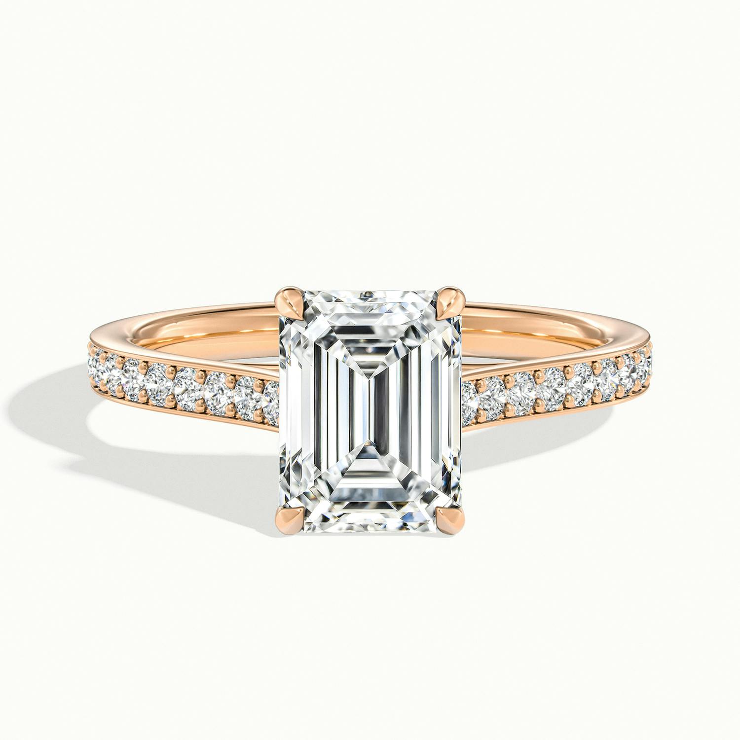 Versailles Emerald Solitaire Pavé Engagement Ring