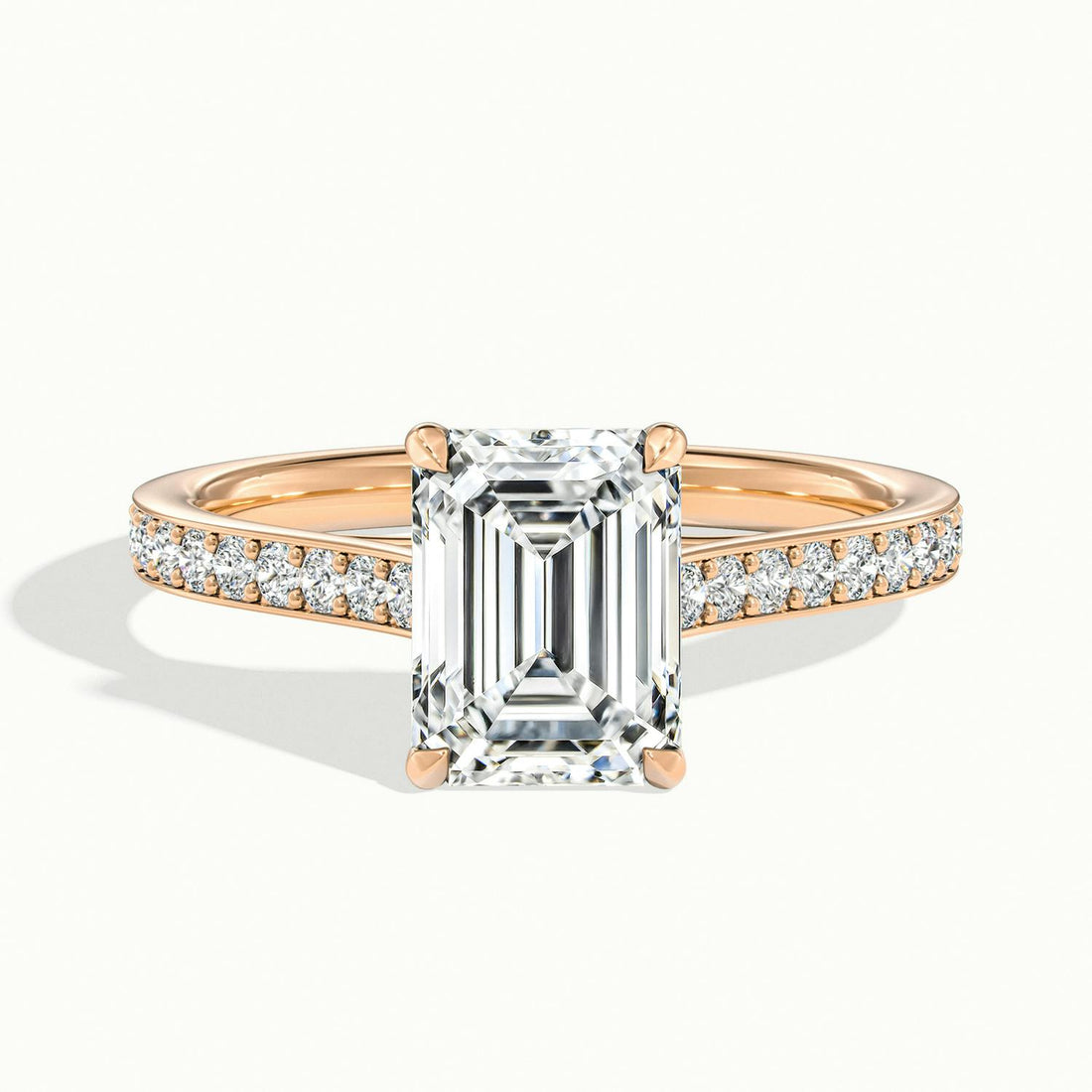 Versailles Emerald Solitaire Pavé Engagement Ring