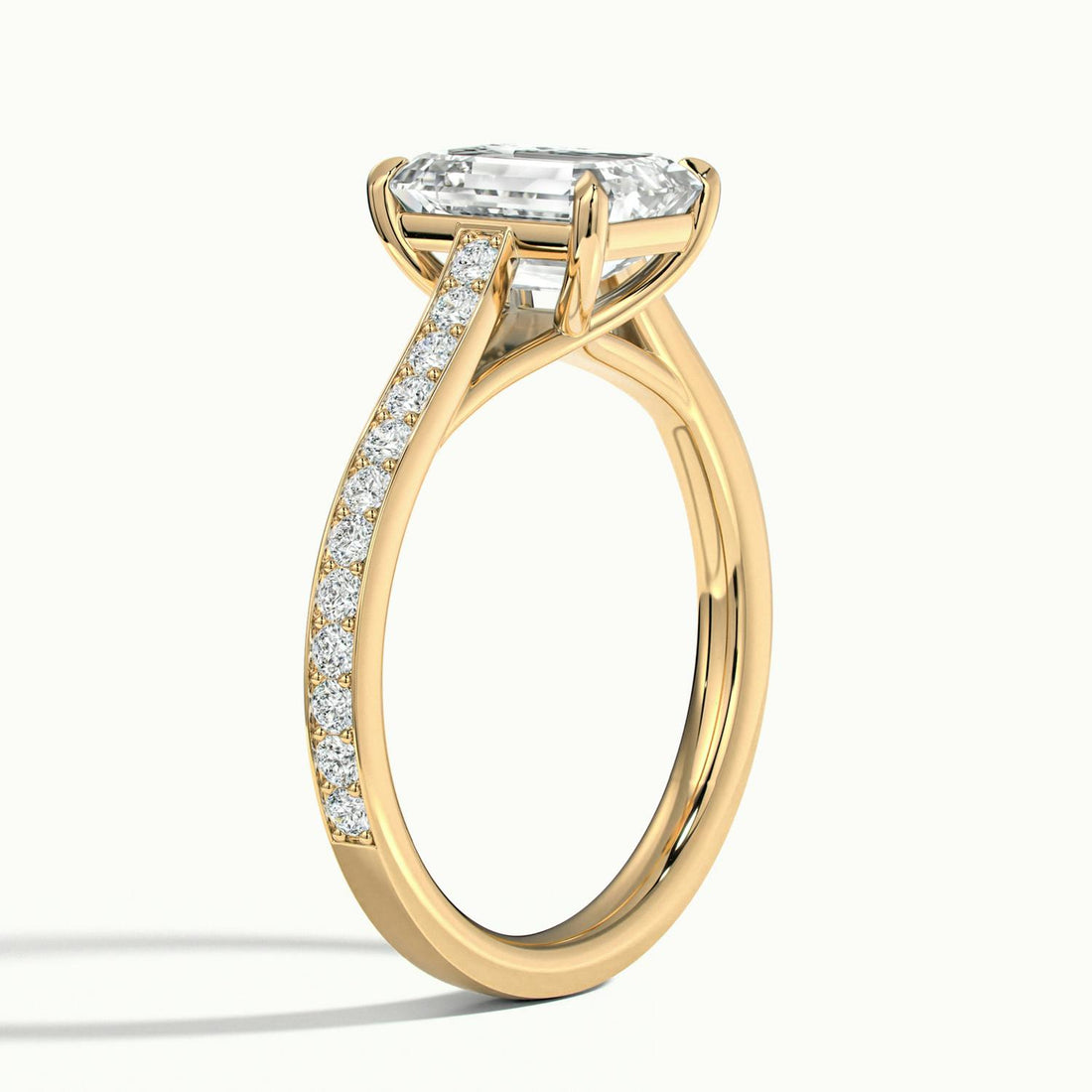 Versailles Emerald Solitaire Pavé Engagement Ring