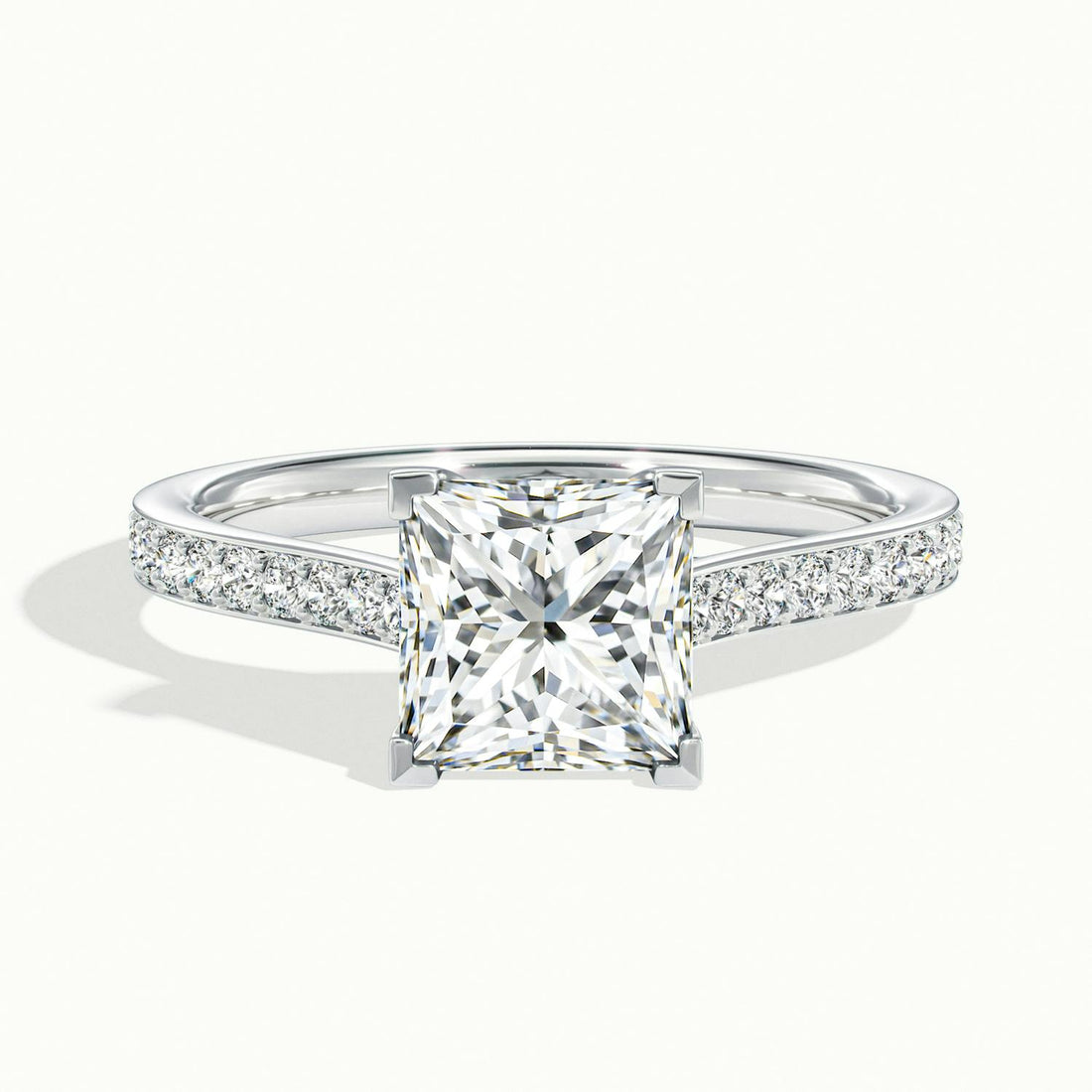 Versailles Princess Solitaire Pavé Engagement Ring