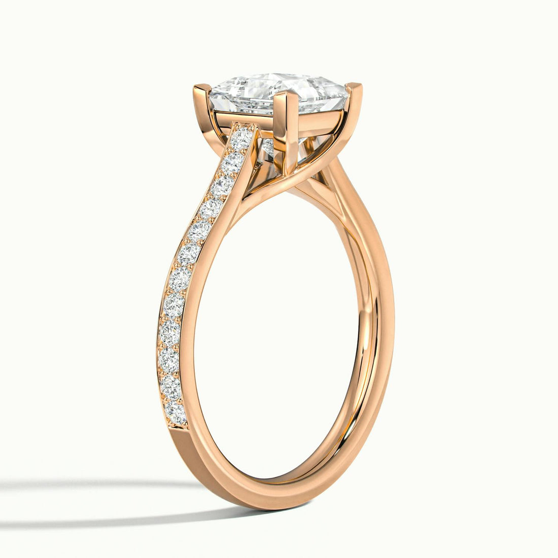 Versailles Princess Solitaire Pavé Engagement Ring
