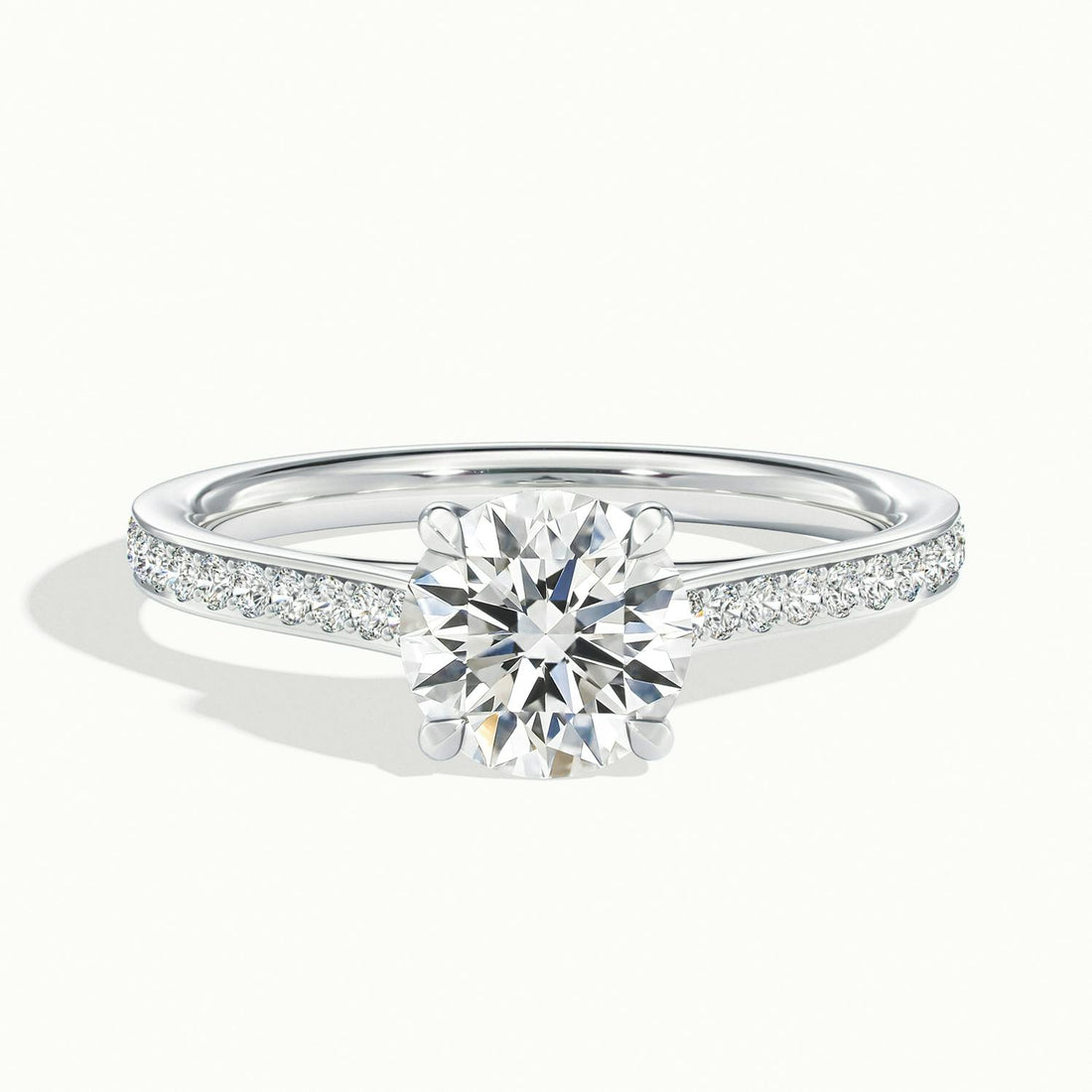 Versailles Round Solitaire Pavé Engagement Ring