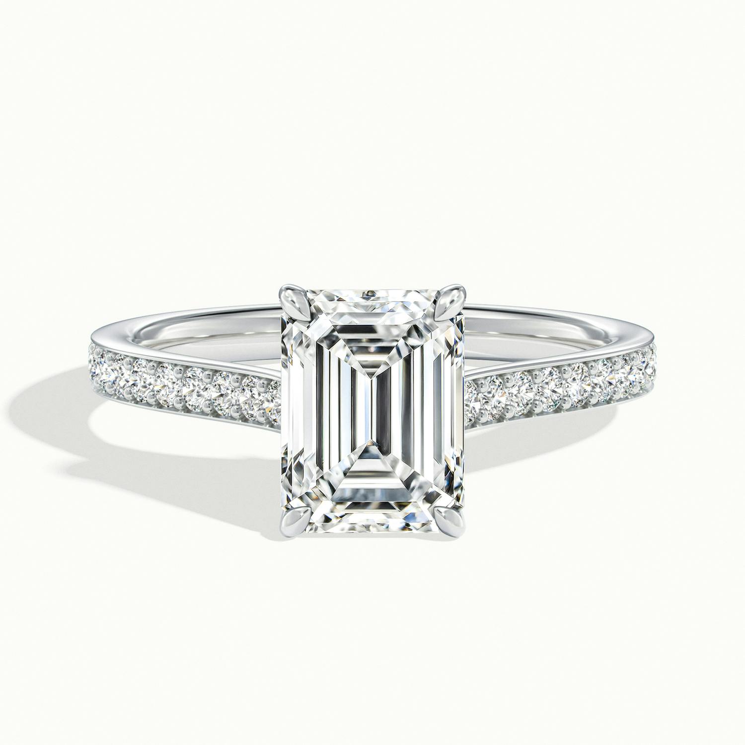 Aimee Emerald Solitaire Pavé Engagement Ring