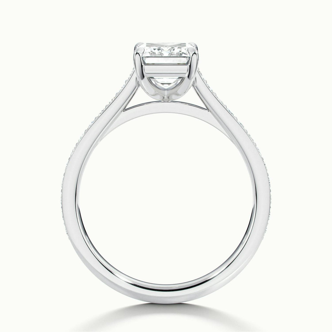 Aimee Emerald Solitaire Pavé Engagement Ring