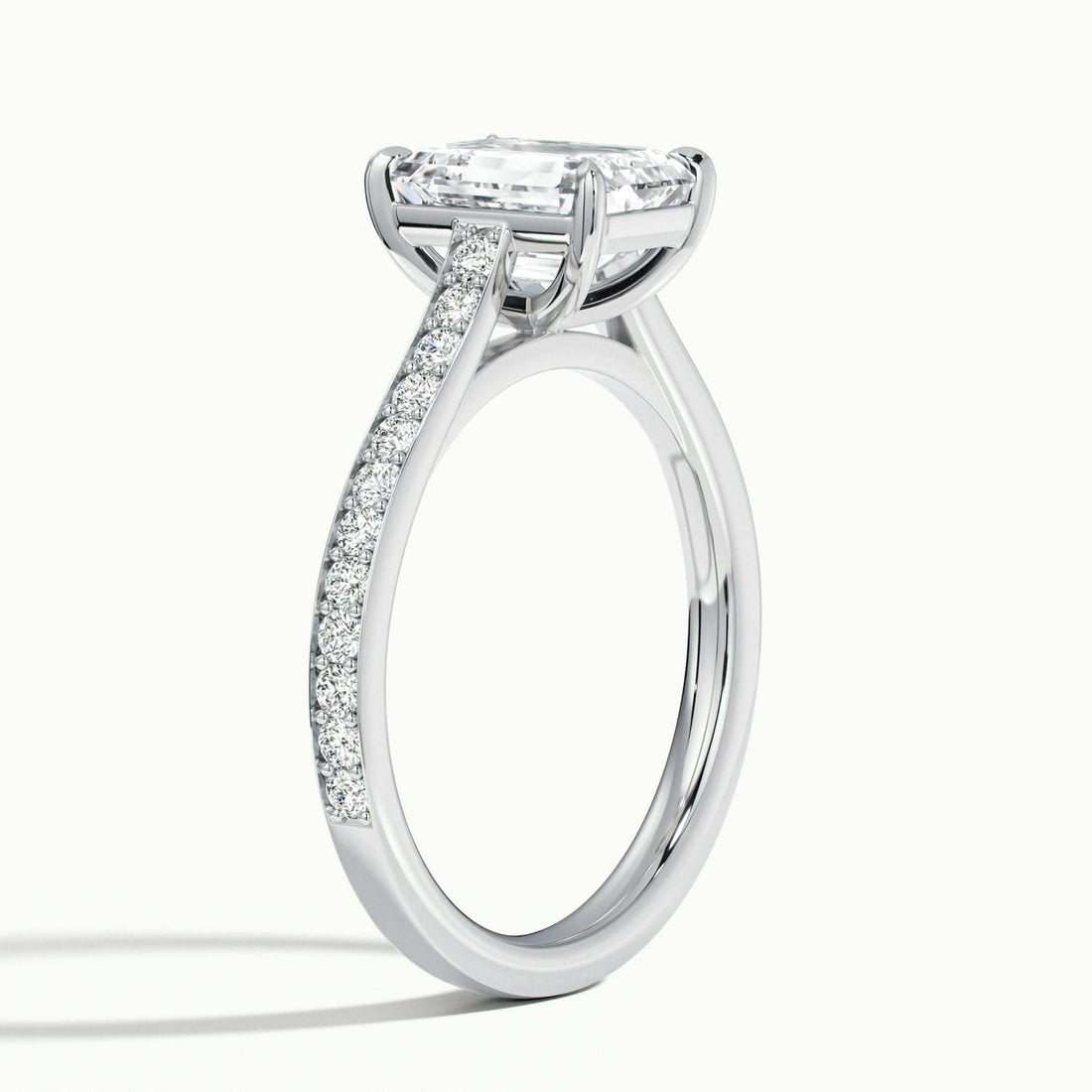 Aimee Emerald Solitaire Pavé Engagement Ring