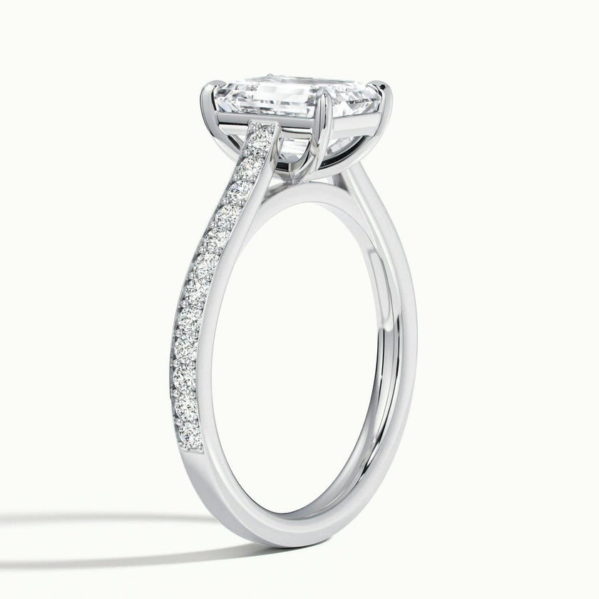 Aimee Emerald Solitaire Pavé Engagement Ring