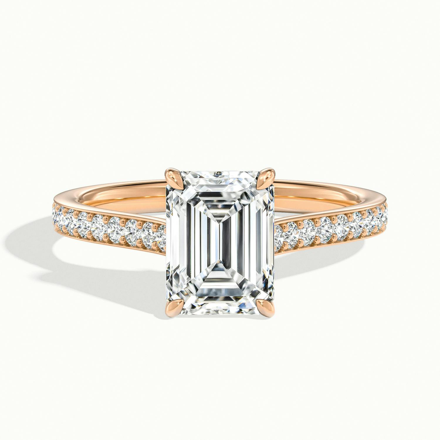 Aimee Emerald Solitaire Pavé Engagement Ring