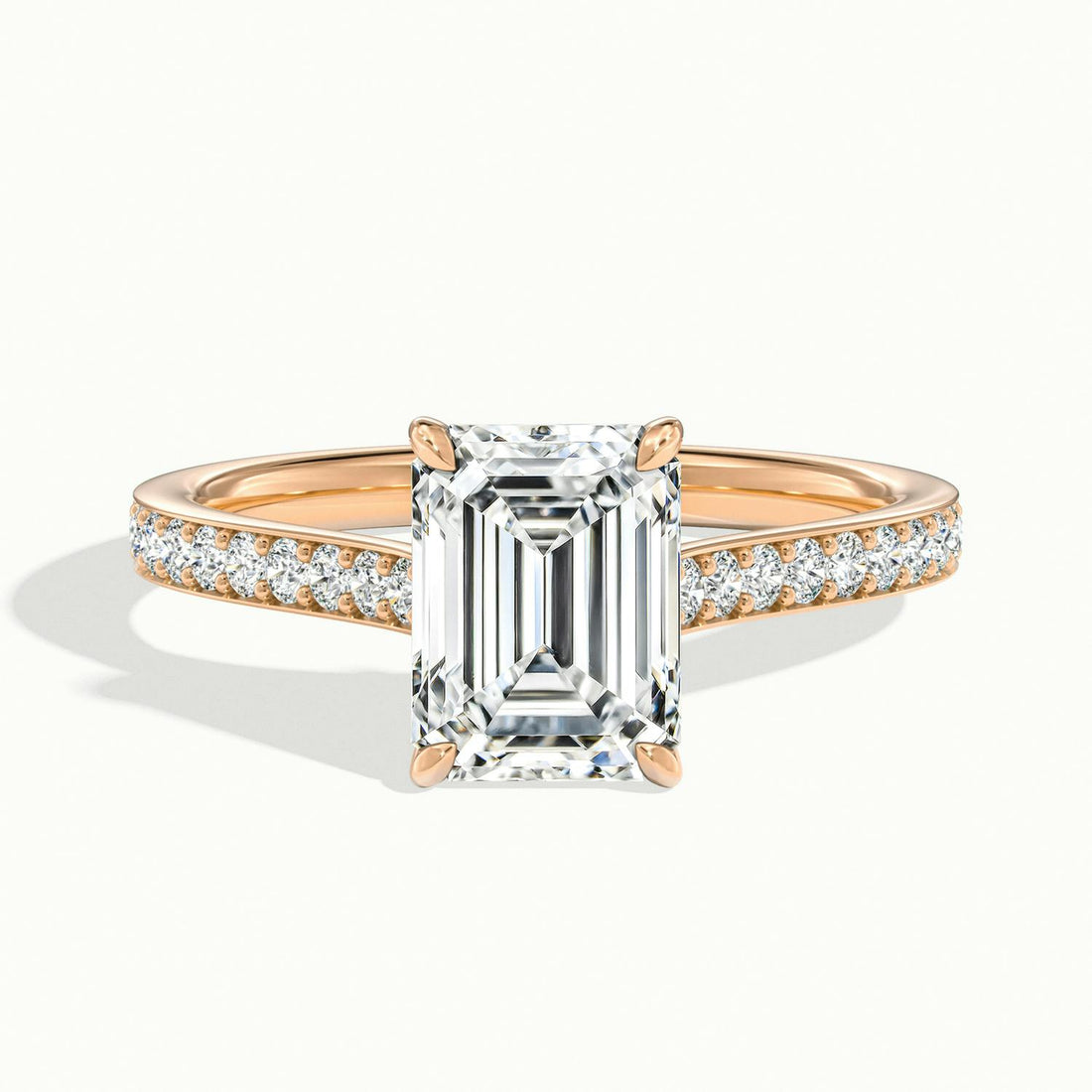 Aimee Emerald Solitaire Pavé Engagement Ring