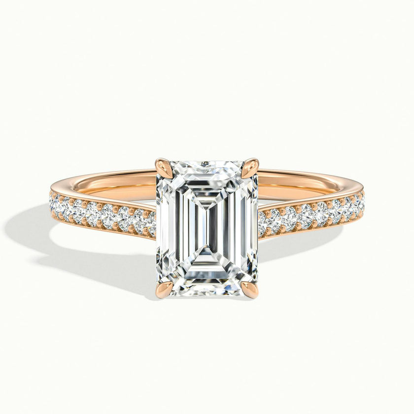 Aimee Emerald Solitaire Pavé Engagement Ring