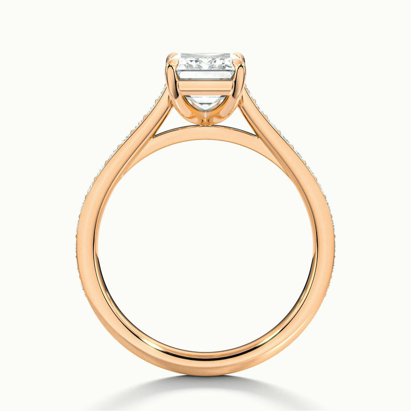 Aimee Emerald Solitaire Pavé Engagement Ring