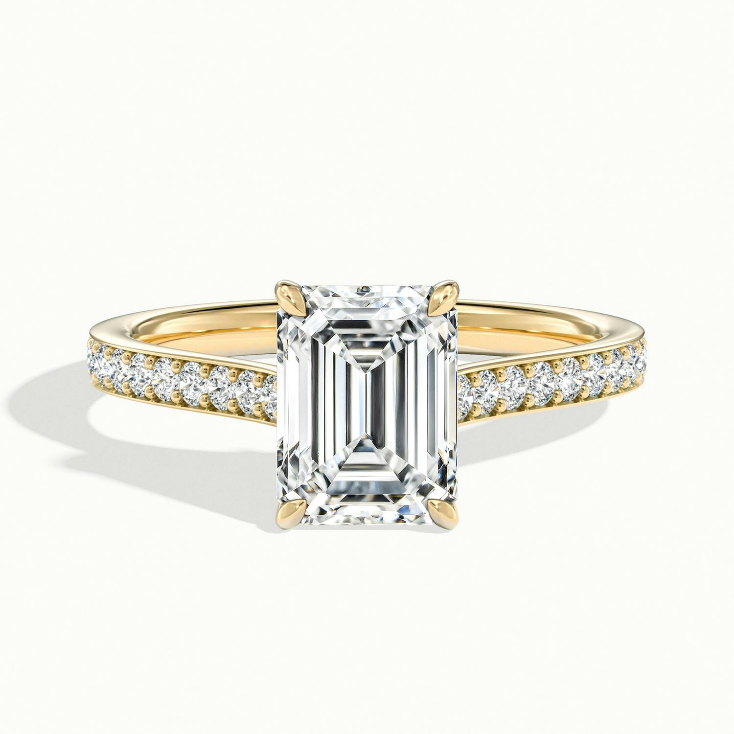 Aimee Emerald Solitaire Pavé Engagement Ring