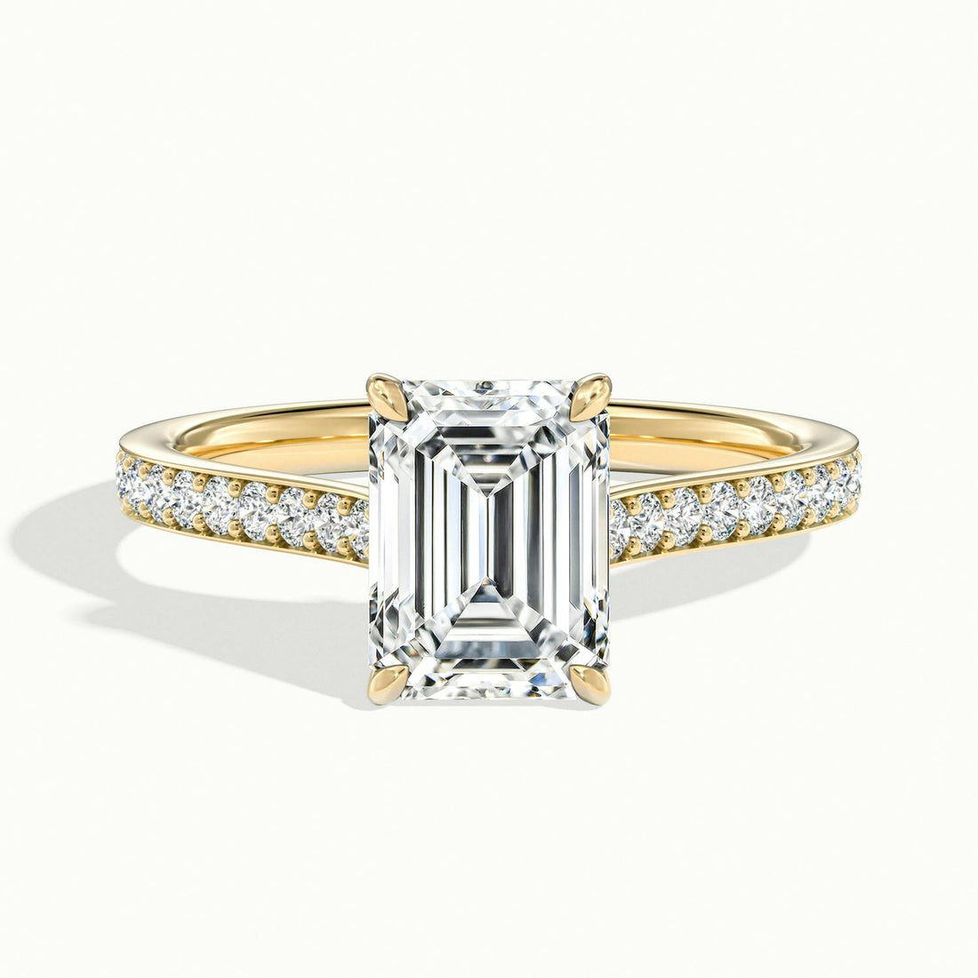 Aimee Emerald Solitaire Pavé Engagement Ring