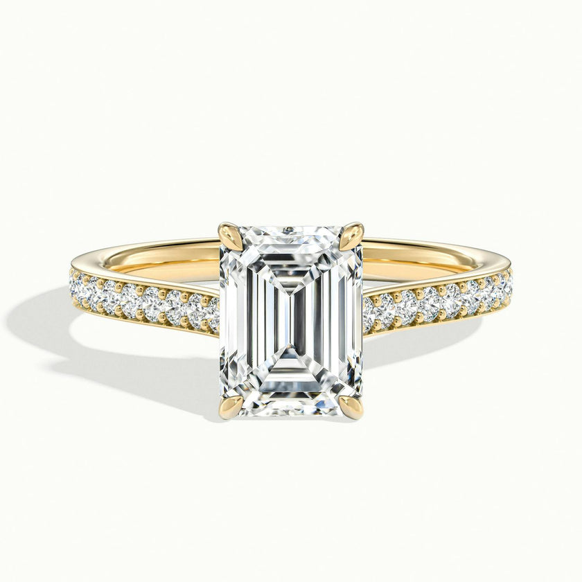 Aimee Emerald Solitaire Pavé Engagement Ring