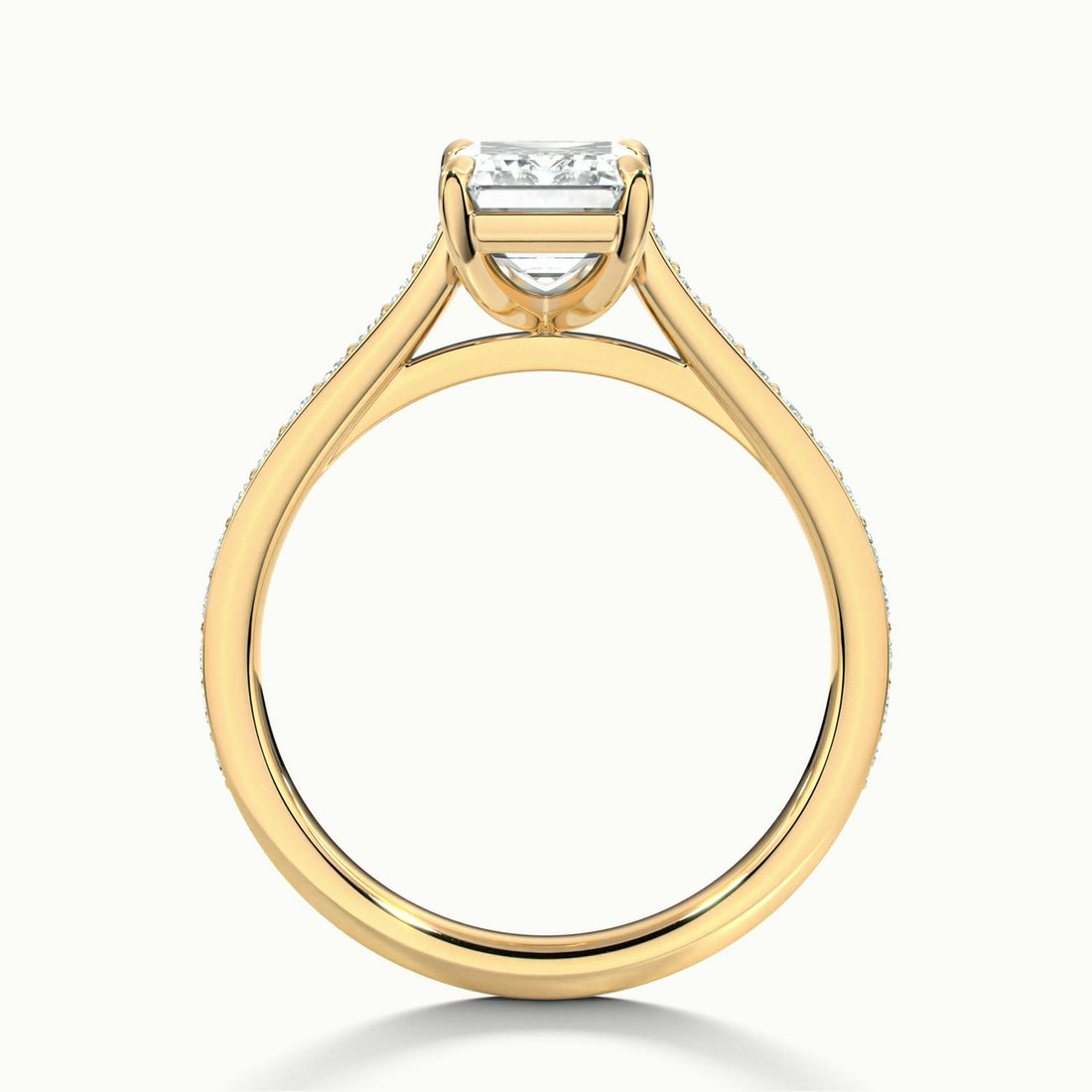Aimee Emerald Solitaire Pavé Engagement Ring