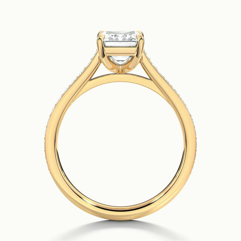 Aimee Emerald Solitaire Pavé Engagement Ring