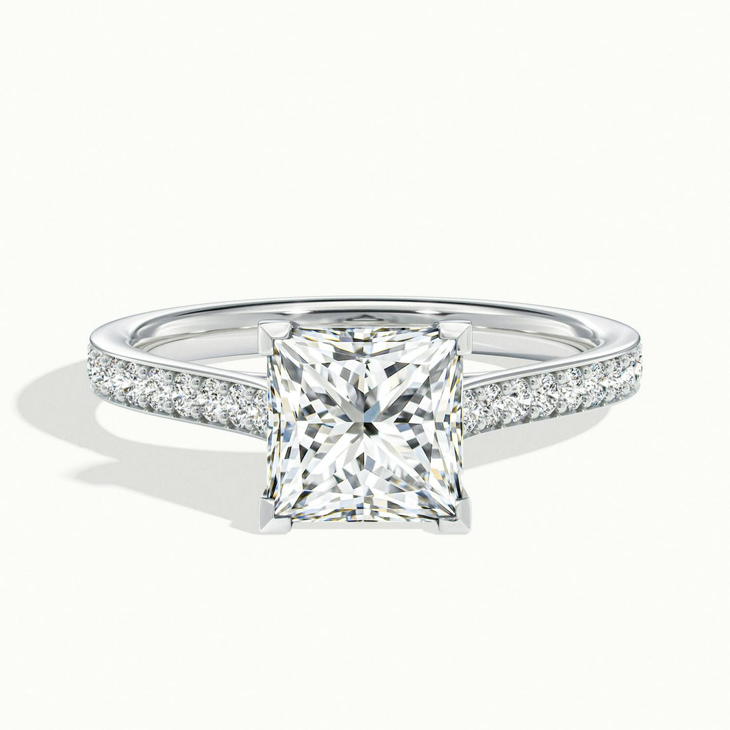 Aimee Princess Solitaire Pavé Engagement Ring