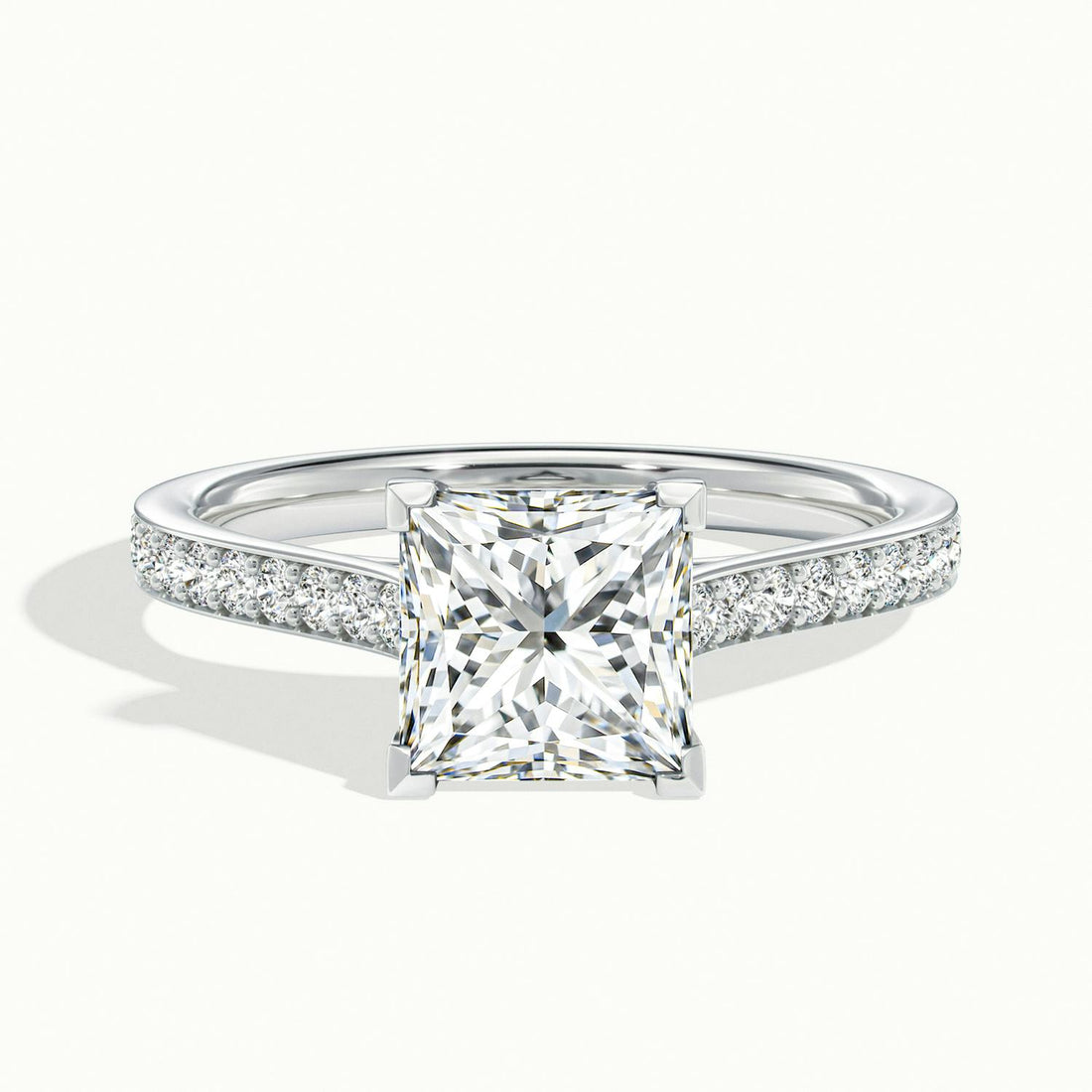 Aimee Princess Solitaire Pavé Engagement Ring
