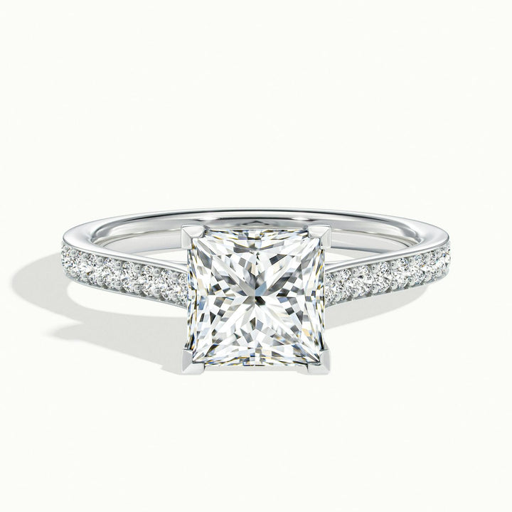 Aimee Princess Solitaire Pavé Engagement Ring