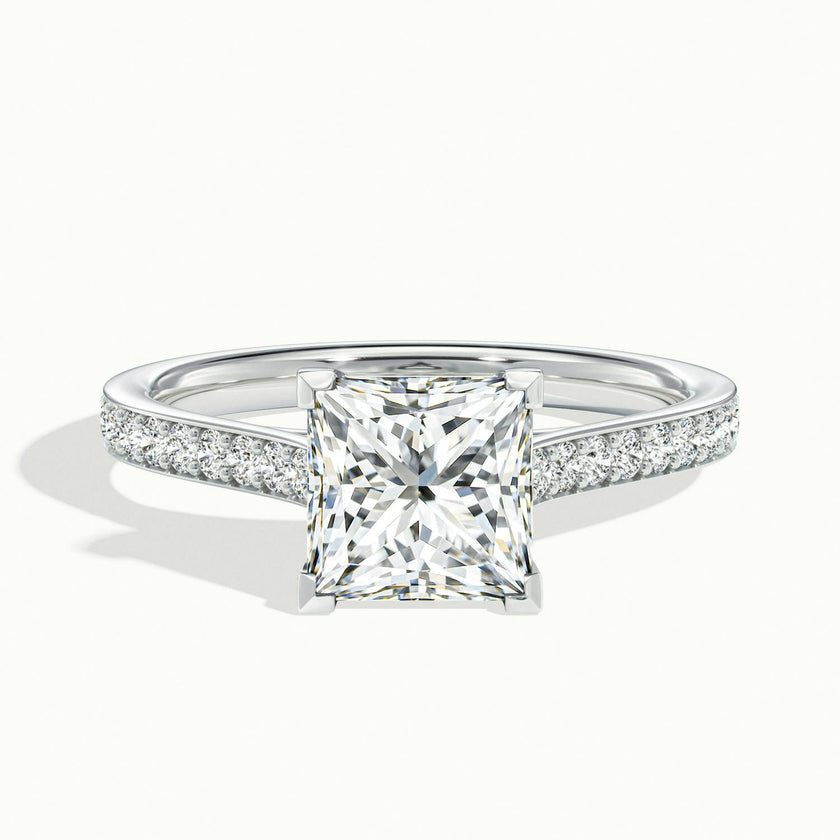 Aimee Princess Solitaire Pavé Engagement Ring