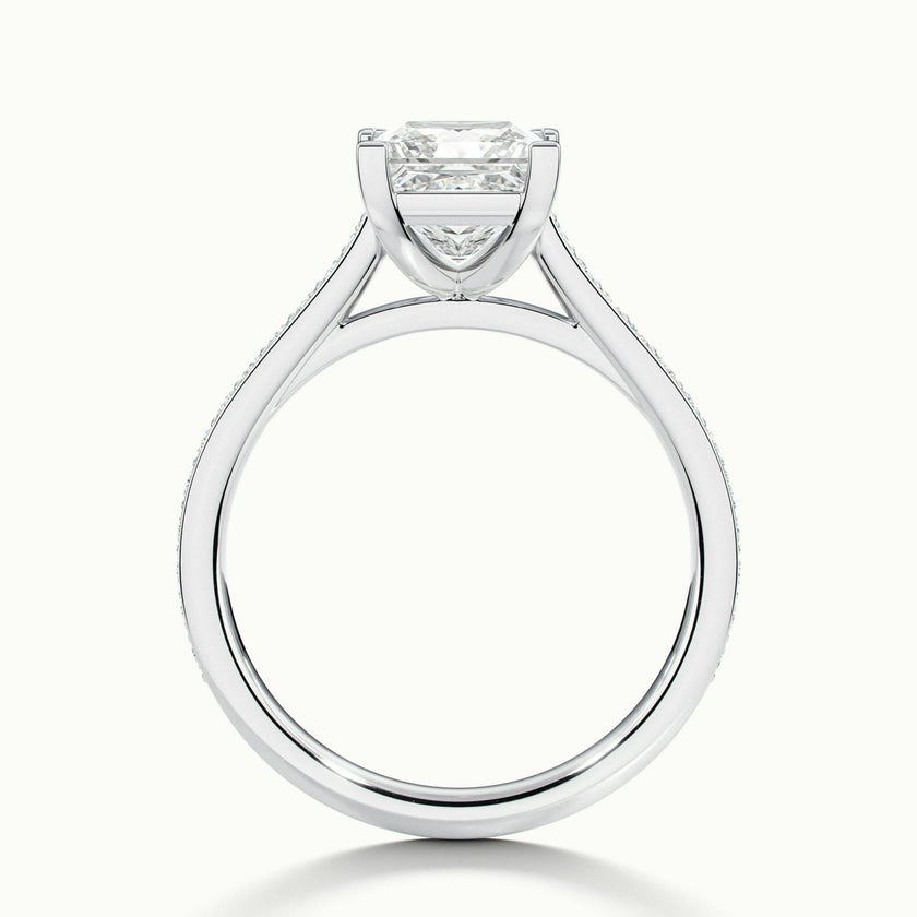 Aimee Princess Solitaire Pavé Engagement Ring