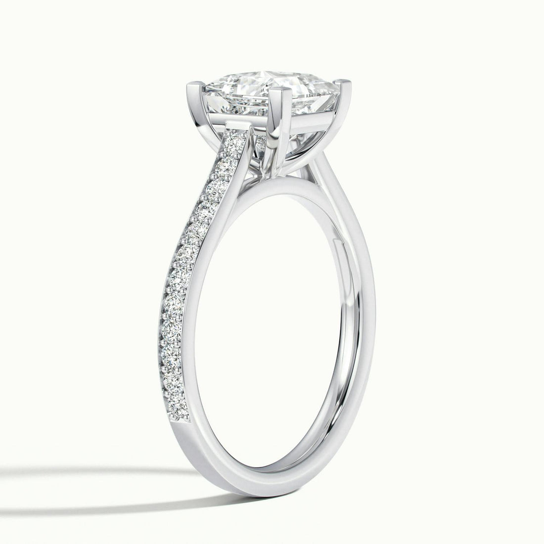 Aimee Princess Solitaire Pavé Engagement Ring