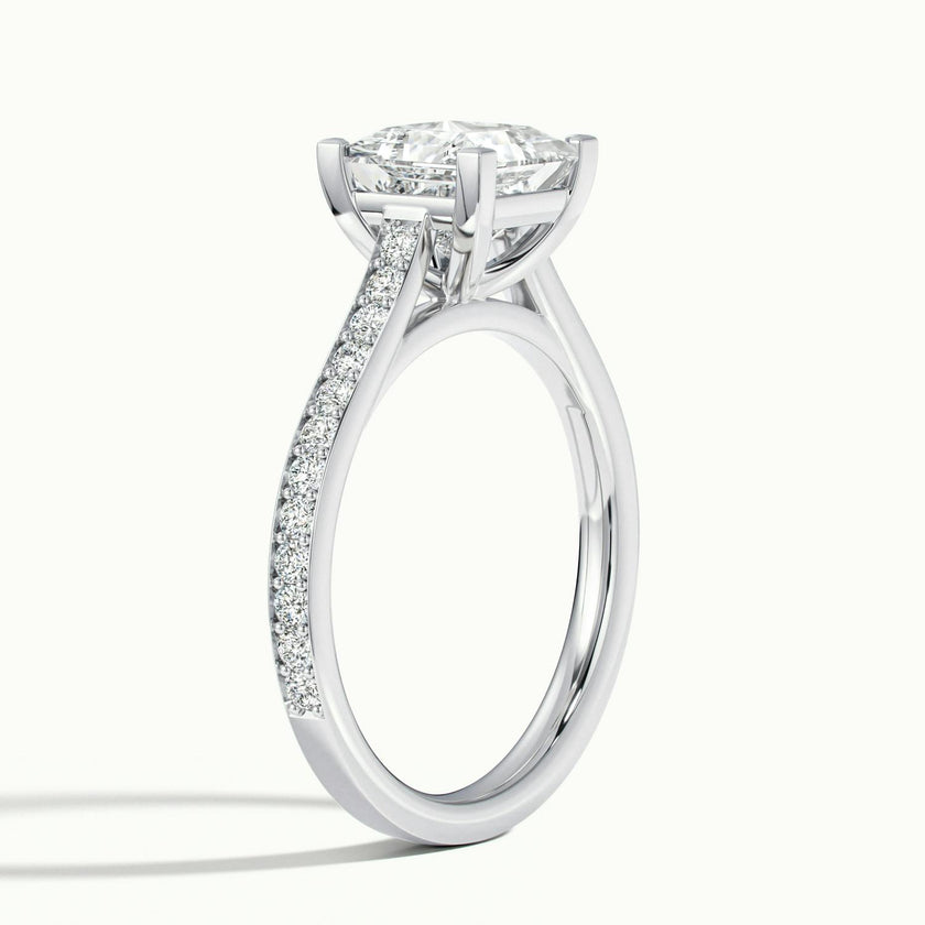Aimee Princess Solitaire Pavé Engagement Ring
