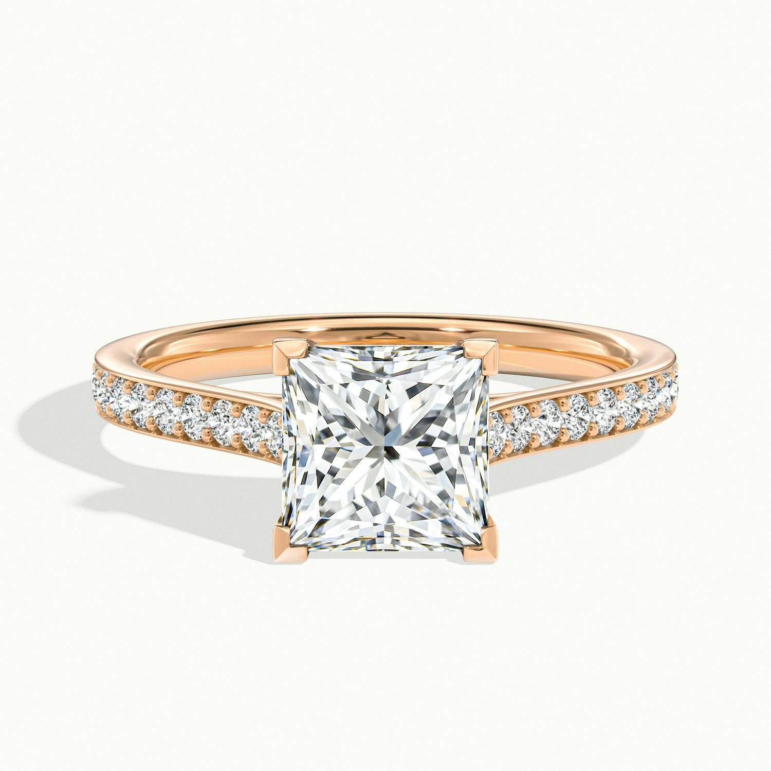 Aimee Princess Solitaire Pavé Engagement Ring