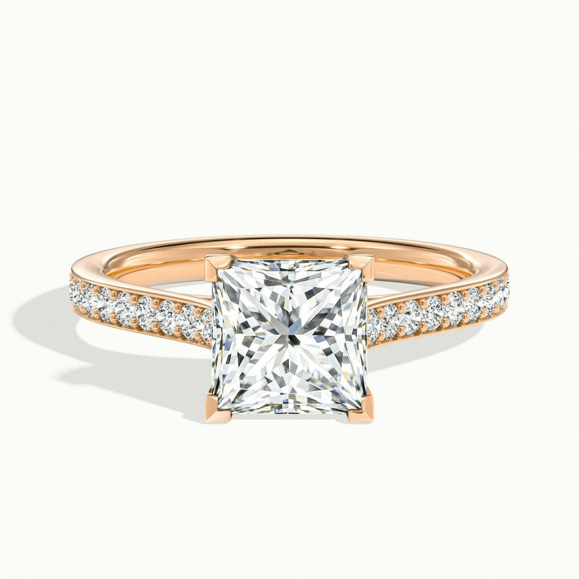 Aimee Princess Solitaire Pavé Engagement Ring