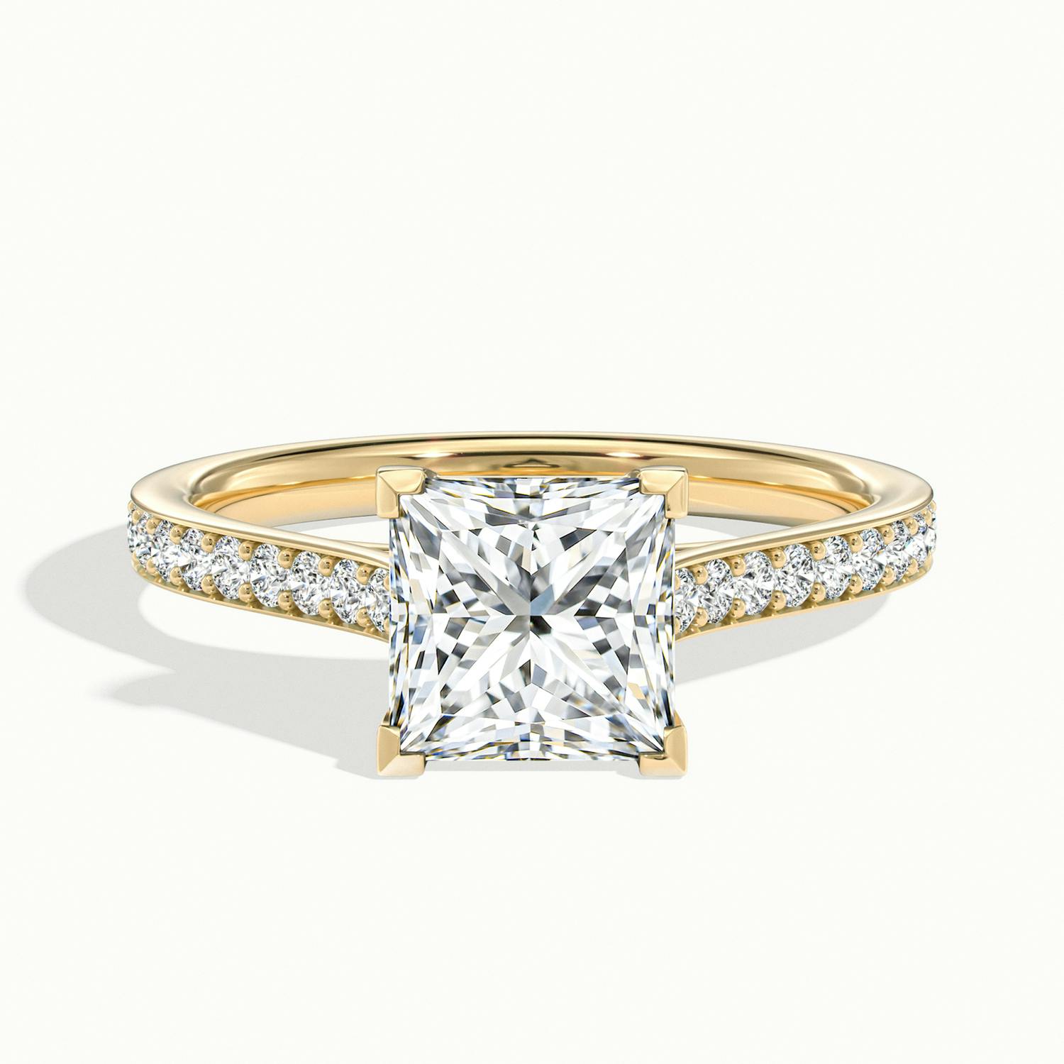 Aimee Princess Solitaire Pavé Engagement Ring