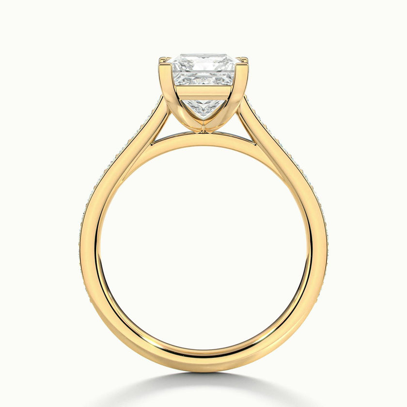 Aimee Princess Solitaire Pavé Engagement Ring