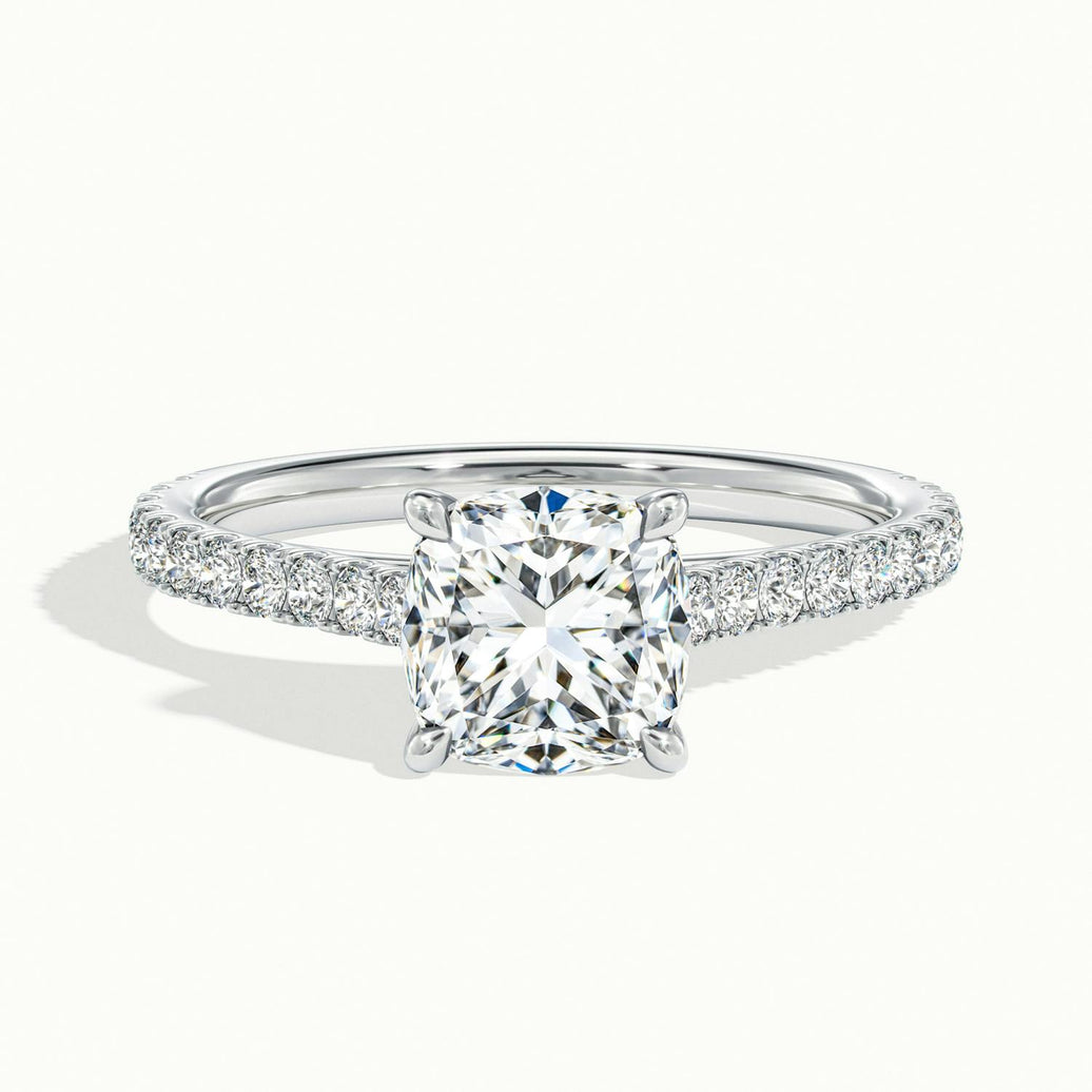 Freesia Cushion Solitaire Pavé Engagement Ring