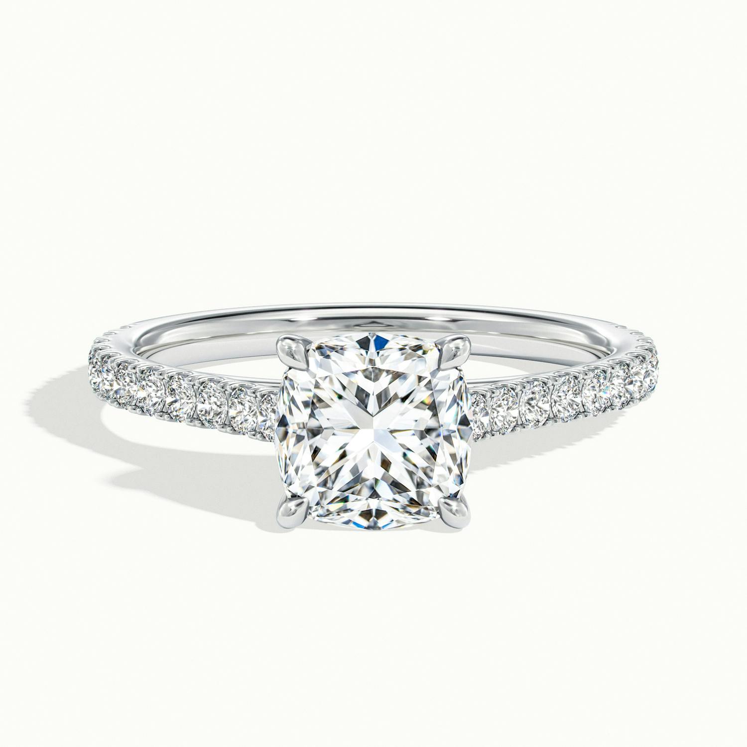 Freesia Cushion Solitaire Pavé Engagement Ring
